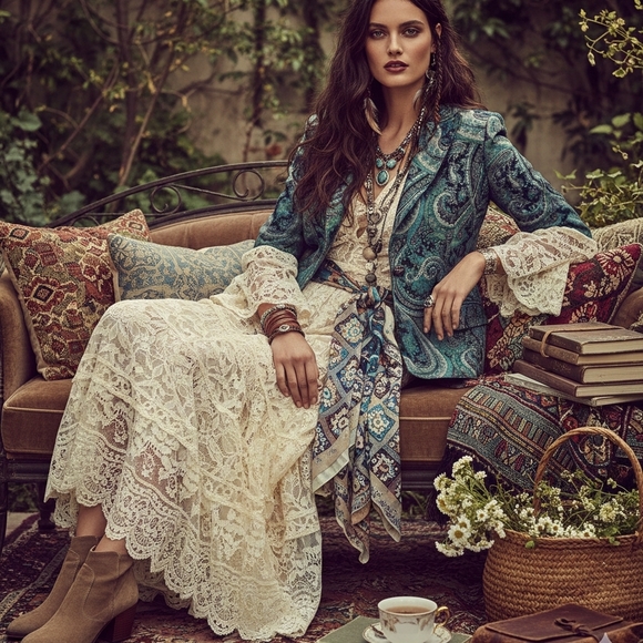 Temptations Teal and Black Paisley Jacket - Picture 9 of 9